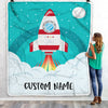 Personalized Rocket Launch Space Baby Blanket with Name Custom Baby Nursery for Boys Girls Son Daughter Grandson Nehpew Birthday Customized Fleece Blanket Blanket | Teecentury.com