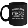 Personalized Step Dad Custom Kids Name This Awesome Stepdad Belongs To Dad Fathers Day Birthday Christmas Mug | teecentury