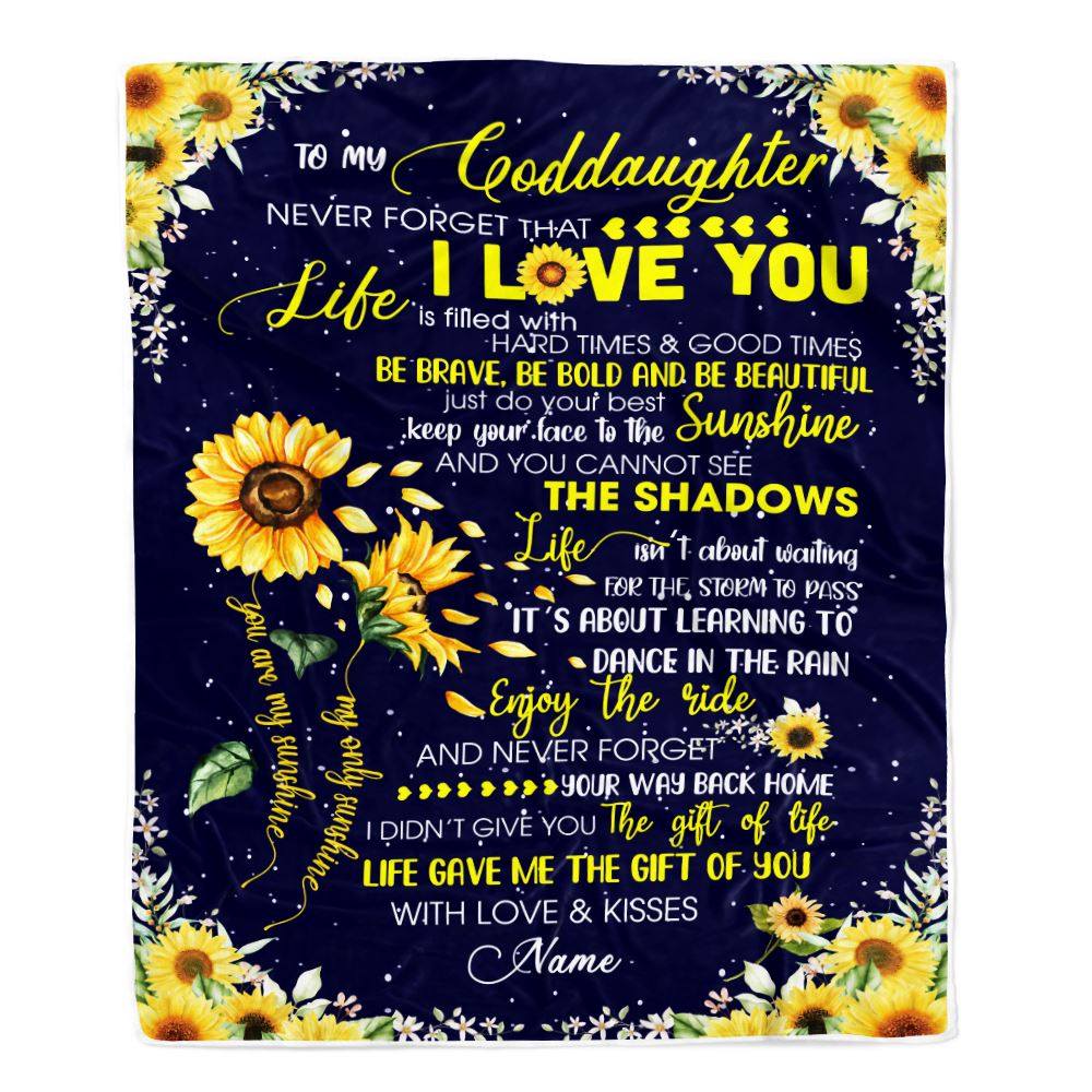 Personalized Sunflower to My Goddaughter from Godmother Godfather Blanket Never Forget That I Love You Goddaughter Birthday Christmas Customized Fleece Blanket | teecentury