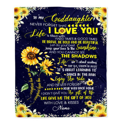 Personalized Sunflower to My Goddaughter from Godmother Godfather Blanket Never Forget That I Love You Goddaughter Birthday Christmas Customized Fleece Blanket | teecentury