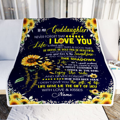 Personalized Sunflower to My Goddaughter from Godmother Godfather Blanket Never Forget That I Love You Goddaughter Birthday Christmas Customized Fleece Blanket | teecentury