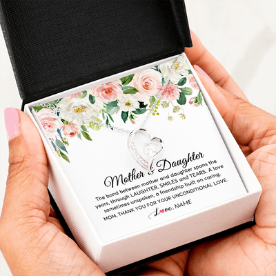 Forever Love Necklace | Personalized The Bond Between Mother And Daughter Necklace Thank You Love Mom Jewelry Birthday Mothers Day Christmas Customized Gift Box Message Card | teecentury
