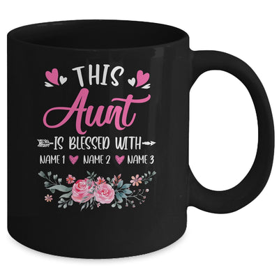 Personalized This Aunt Is Blessed With Kids Custom Aunt With Kid's Name Flower For Women Mothers Day Birthday Christmas Mug | teecentury