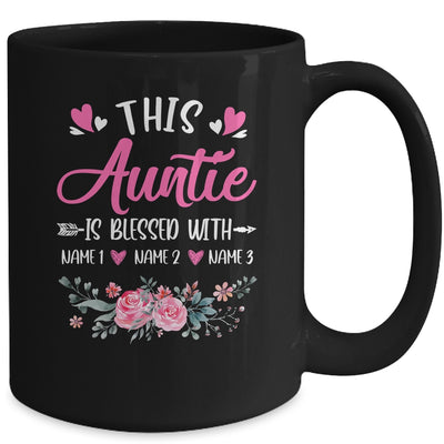 Personalized This Auntie Is Blessed With Kids Custom Auntie With Kid's Name Flower For Women Mothers Day Birthday Christmas Mug | teecentury