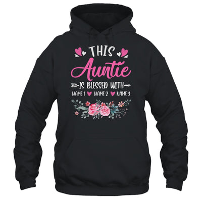 Personalized This Auntie Is Blessed With Kids Custom Auntie With Kid's Name Flower For Women Mothers Day Birthday Christmas Shirt & Tank Top | teecentury
