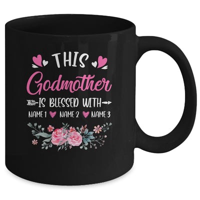 Personalized This Godmother Is Blessed With Kids Custom Godmother With Kid's Name Flower For Women Mothers Day Birthday Christmas Mug | teecentury