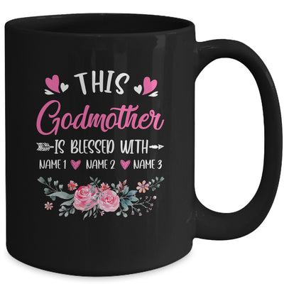 Personalized This Godmother Is Blessed With Kids Custom Godmother With Kid's Name Flower For Women Mothers Day Birthday Christmas Mug | teecentury