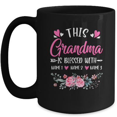 Personalized This Grandma Is Blessed With Kids Custom Grandma With Grandkid's Name Flower For Women Mothers Day Birthday Christmas Mug | teecentury