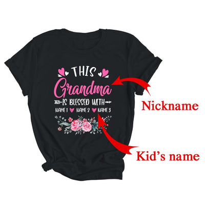 Personalized This Grandma Is Blessed With Kids Custom Grandma Name Flower Mothers Day Birthday Christmas Shirt & Tank Top | Custom | teecentury