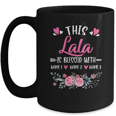 Personalized This Lala Is Blessed With Kids Custom Lala With Grandkid's Name Flower For Women Mothers Day Birthday Christmas Mug | teecentury