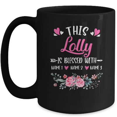 Personalized This Lolly Is Blessed With Kids Custom Lolly With Grandkid's Name Flower For Women Mothers Day Birthday Christmas Mug | teecentury