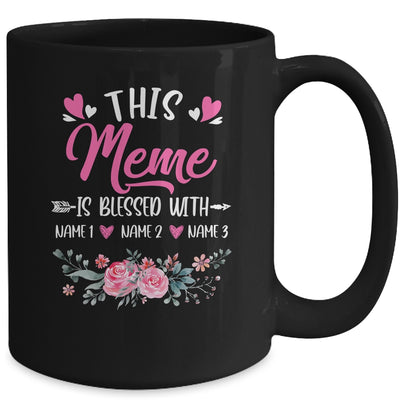 Personalized This Meme Is Blessed With Kids Custom Meme With Grandkid's Name Flower For Women Mothers Day Birthday Christmas Mug | teecentury