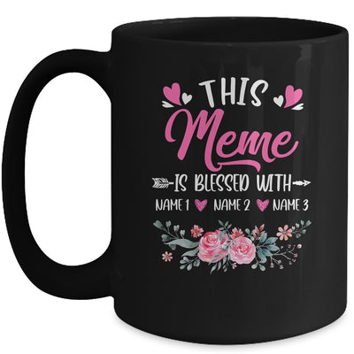 Personalized This Meme Is Blessed With Kids Custom Meme With Grandkid's Name Flower For Women Mothers Day Birthday Christmas Mug | teecentury