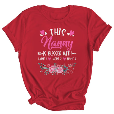 Personalized This Nanny Is Blessed With Kids Custom Nanny With Grandkid's Name Flower For Women Mothers Day Birthday Christmas Shirt & Tank Top | teecentury