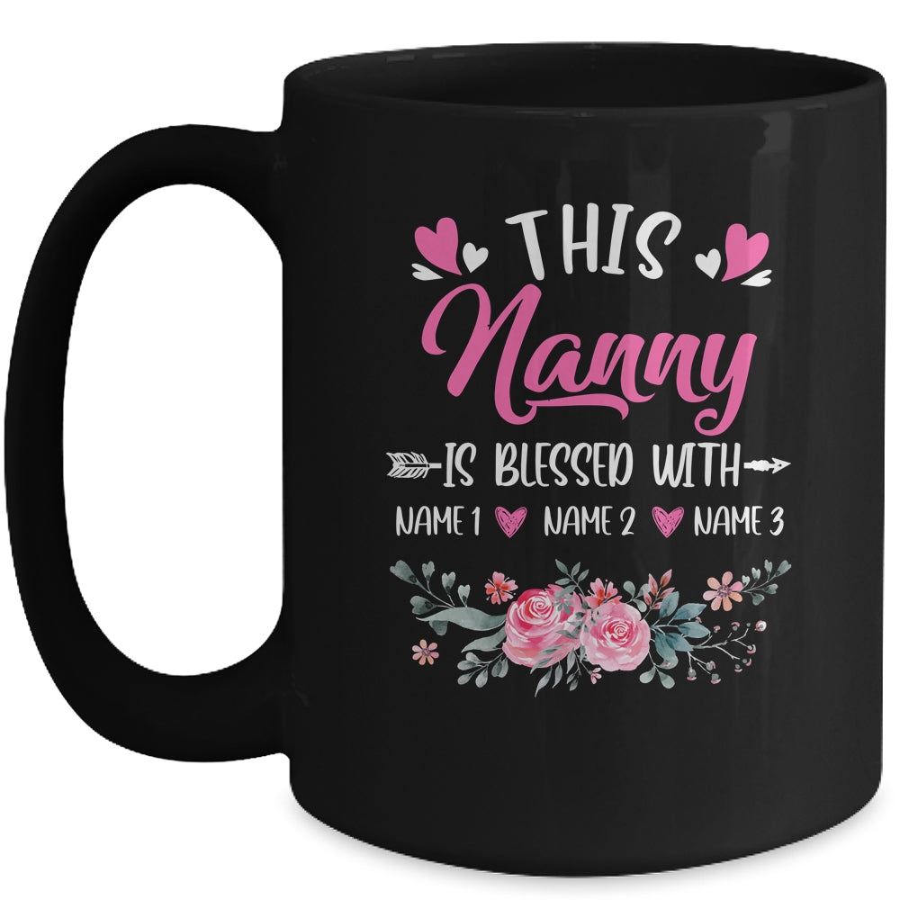 Personalized This Nanny Is Blessed With Kids Custom Nanny With Grandkid's Name Flower For Women Mothers Day Birthday Christmas Mug | teecentury