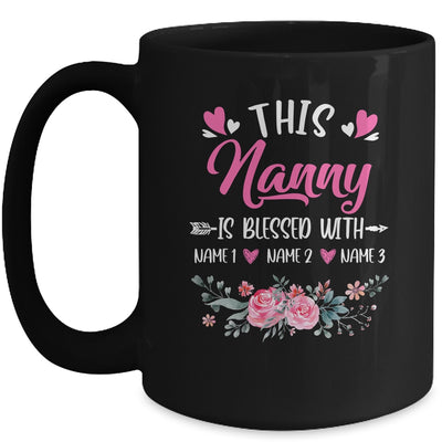 Personalized This Nanny Is Blessed With Kids Custom Nanny With Grandkid's Name Flower For Women Mothers Day Birthday Christmas Mug | teecentury