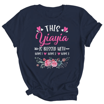 Personalized This Yiayia Is Blessed With Kids Custom Yiayia With Grandkid's Name Flower For Women Mothers Day Birthday Christmas Shirt & Tank Top | teecentury