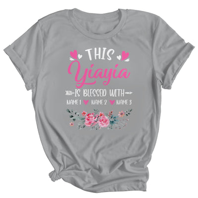 Personalized This Yiayia Is Blessed With Kids Custom Yiayia With Grandkid's Name Flower For Women Mothers Day Birthday Christmas Shirt & Tank Top | teecentury