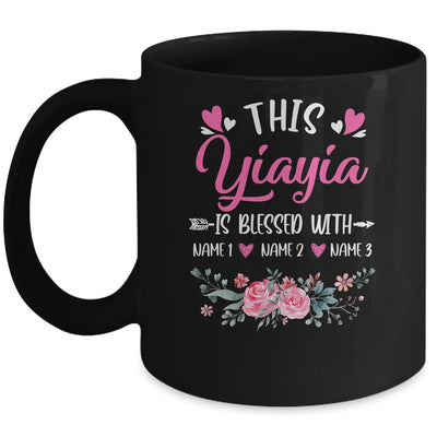 Personalized This Yiayia Is Blessed With Kids Custom Yiayia With Grandkid's Name Flower For Women Mothers Day Birthday Christmas Mug | teecentury