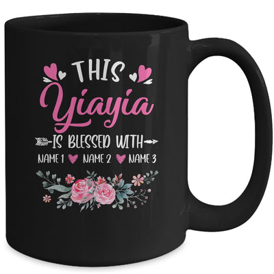 Personalized This Yiayia Is Blessed With Kids Custom Yiayia With Grandkid's Name Flower For Women Mothers Day Birthday Christmas Mug | teecentury