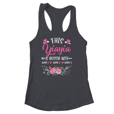 Personalized This Yiayia Is Blessed With Kids Custom Yiayia With Grandkid's Name Flower For Women Mothers Day Birthday Christmas Shirt & Tank Top | teecentury