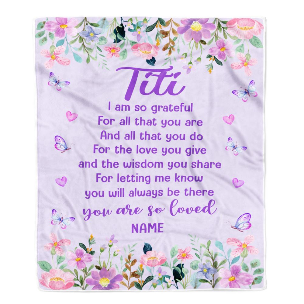 Personalized Titi Blanket From Niece Nephew Floral Butterfly Love You Give Titi Mothers Day Birthday Christmas Customized Bed Fleece Throw Blanket | teecentury