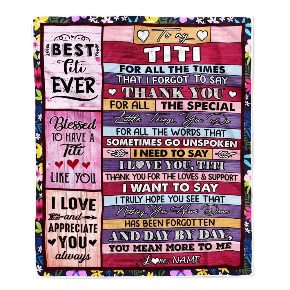Personalized Titi Blanket From Niece Nephew Thank You For The Love Titi Mothers Day Birthday Christmas Customized Bed Fleece Throw Blanket | teecentury