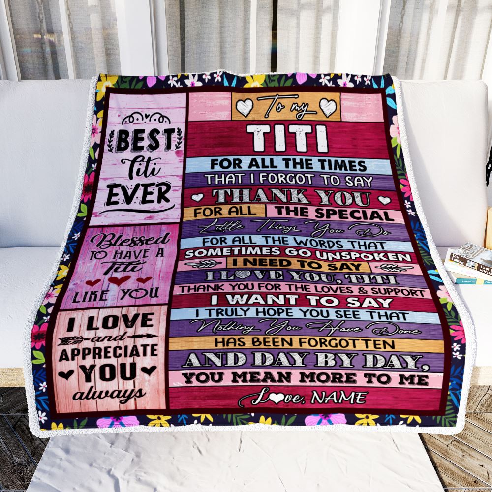 Personalized Titi Blanket From Niece Nephew Thank You For The Love Titi Mothers Day Birthday Christmas Customized Bed Fleece Throw Blanket | teecentury