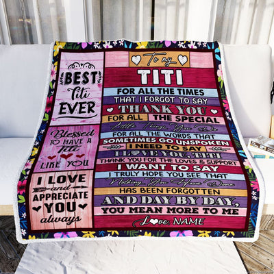Personalized Titi Blanket From Niece Nephew Thank You For The Love Titi Mothers Day Birthday Christmas Customized Bed Fleece Throw Blanket | teecentury