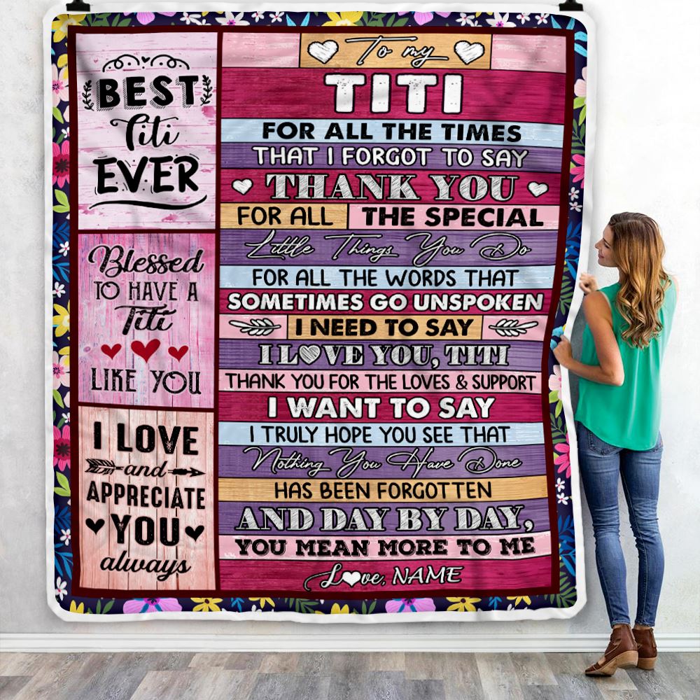 Personalized Titi Blanket From Niece Nephew Thank You For The Love Titi Mothers Day Birthday Christmas Customized Bed Fleece Throw Blanket | teecentury