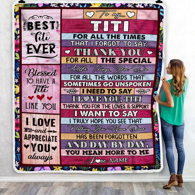 Personalized Titi Blanket From Niece Nephew Thank You For The Love Titi Mothers Day Birthday Christmas Customized Bed Fleece Throw Blanket | teecentury