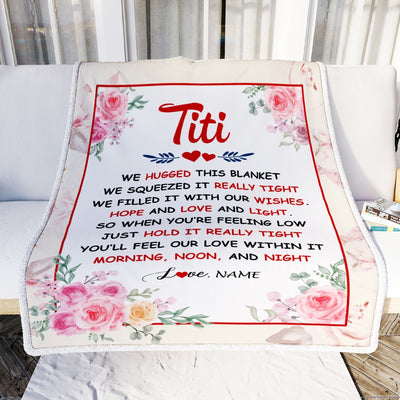 Personalized Titi Blanket From Niece Nephew We Hugged This Blanket Floral Titi Birthday Mothers Day Christmas Customized Fleece Throw Blanket | teecentury