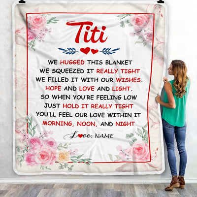 Personalized Titi Blanket From Niece Nephew We Hugged This Blanket Floral Titi Birthday Mothers Day Christmas Customized Fleece Throw Blanket | teecentury