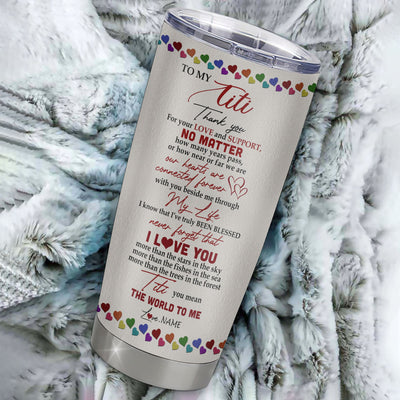 Personalized Titi From Niece Nephew Grandson Stainless Steel Tumbler Cup Never Forget I Love You You Mean The World To Me Titi Mothers Day Birthday Christmas Travel Mug | teecentury
