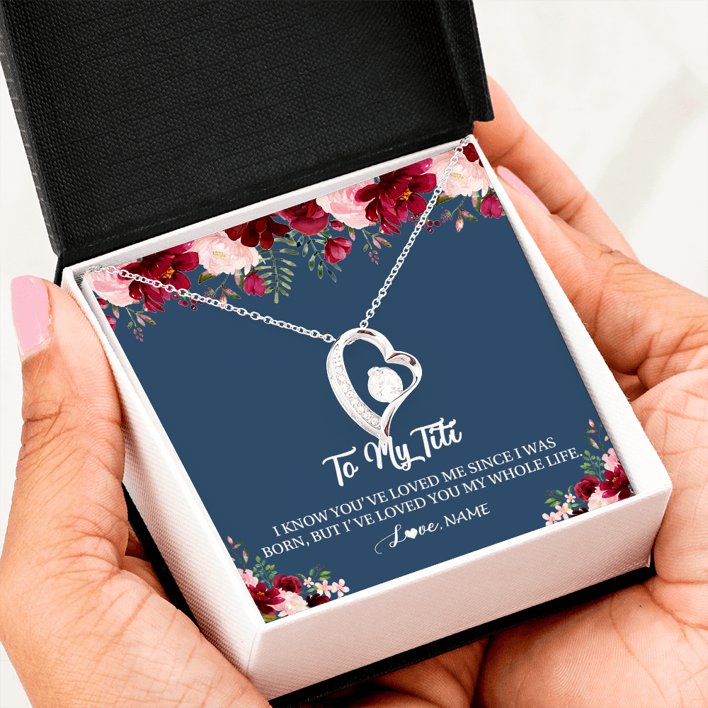 Forever Love Necklace | Personalized Titi Necklace From Niece Nephew I've Loved You My Whole Life Floral Titi Birthday Mothers Day Christmas Customized Message Card | teecentury