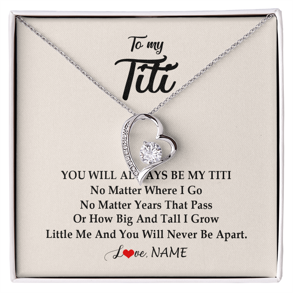 Forever Love Necklace | Personalized Titi Necklace From Niece Nephew You Will Always Be My Titi Birthday Mothers Day Christmas Customized Gift Box Message Card | teecentury