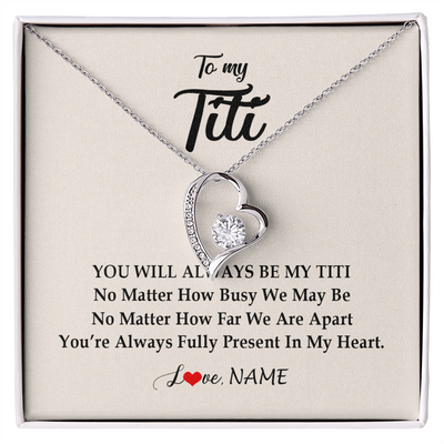 Forever Love Necklace | Personalized Titi Necklace From Niece Nephew You're Always In My Heart Titi Birthday Mothers Day Christmas Jewelry Pendant Customized Gift Box Message Card | teecentury