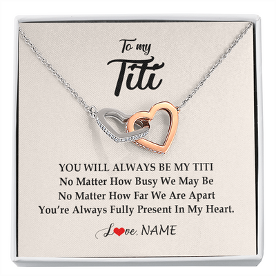 Interlocking Hearts Necklace | Personalized Titi Necklace From Niece Nephew You're Always In My Heart Titi Birthday Mothers Day Christmas Jewelry Pendant Customized Gift Box Message Card | teecentury