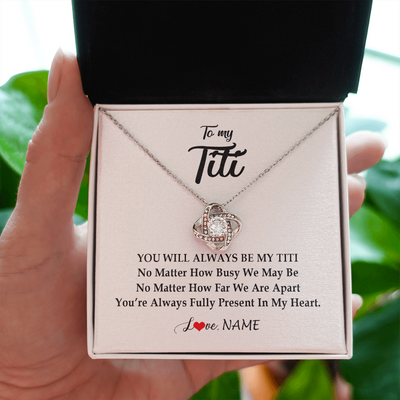 Love Knot Necklace | Personalized Titi Necklace From Niece Nephew You're Always In My Heart Titi Birthday Mothers Day Christmas Jewelry Pendant Customized Gift Box Message Card | teecentury