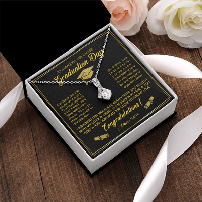 Alluring Beauty Necklace | Personalized To A Beautiful Girl On Her Graduation Day Necklace For Daughter Granddaughter Sister Bonus Daughter Jewelry Customized Gift Box Message Card | teecentury