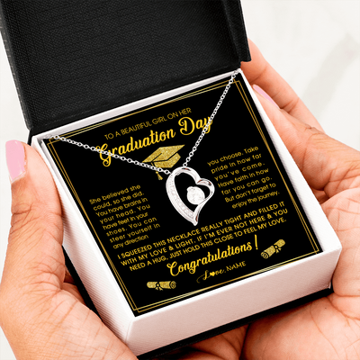 Forever Love Necklace | Personalized To A Beautiful Girl On Her Graduation Day Necklace For Daughter Granddaughter Sister Bonus Daughter Jewelry Customized Gift Box Message Card | teecentury