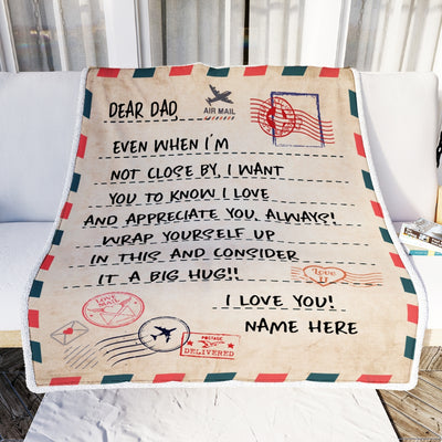 Personalized To Dad Blanket From Daughter Son I Love You Mail Letter for Keep Health Dad Birthday Fathers Day Christmas Gift Customized Fleece Blanket Blanket | Teecentury.com