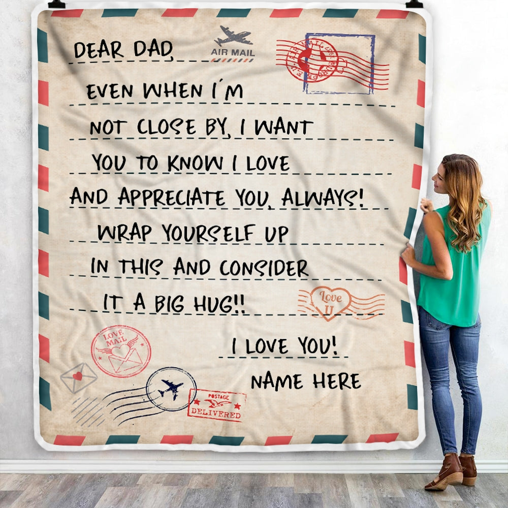 Personalized To Dad Blanket From Daughter Son I Love You Mail Letter for Keep Health Dad Birthday Fathers Day Christmas Gift Customized Fleece Blanket Blanket | Teecentury.com