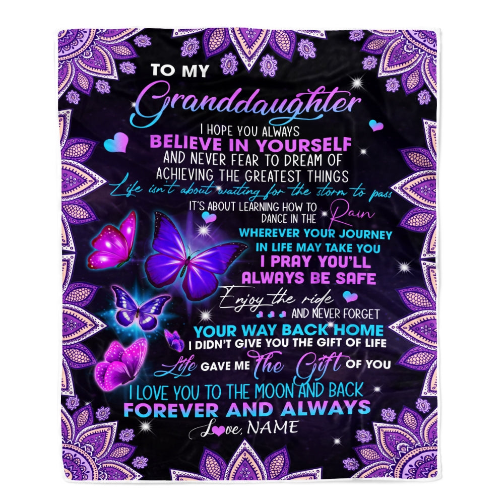 Personalized To Granddaughter Blanket From Grandma Nana I Love You Forever And Always Butterfly Granddaughter Birthday Christmas Customized Fleece Blanket Blanket | Teecentury.com
