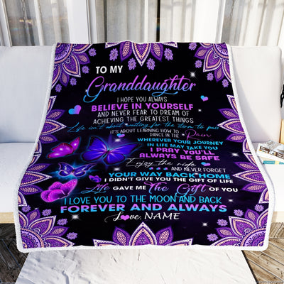 Personalized To Granddaughter Blanket From Grandma Nana I Love You Forever And Always Butterfly Granddaughter Birthday Christmas Customized Fleece Blanket Blanket | Teecentury.com