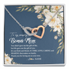 Interlocking Hearts Necklace | Personalized To My Amazing Bonus Mom Necklace from Daughter Thank You Step Mom Jewelry Birthday Mothers Day Thanksgiving Christmas Customized Message Card | teecentury