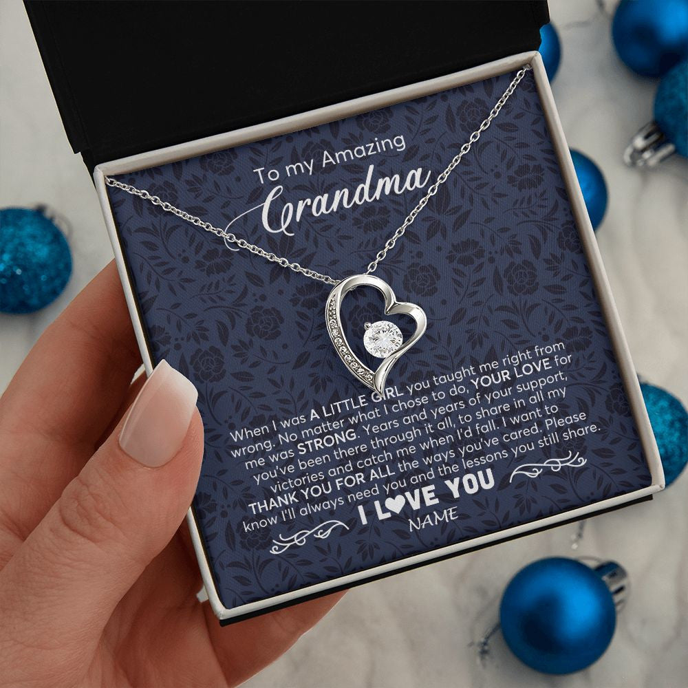 Forever Love Necklace | Personalized To My Amazing Grandma Necklace From Granddaughter When I Was A Little Girl Grandma Birthday Mothers Day Christmas Customized Gift Box Message Card | teecentury