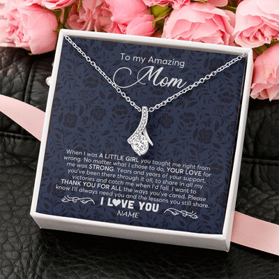 Alluring Beauty Necklace | Personalized To My Amazing Mom Necklace From Daughter When I Was A Little Girl Mom Birthday Mothers Day Christmas Jewelry Customized Gift Box Message Card | teecentury