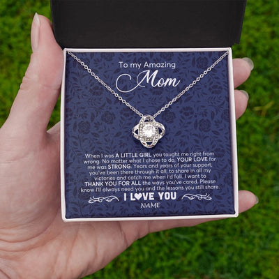 Love Knot Necklace | Personalized To My Amazing Mom Necklace From Daughter When I Was A Little Girl Mom Birthday Mothers Day Christmas Jewelry Customized Gift Box Message Card | teecentury