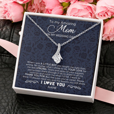 Alluring Beauty Necklace | Personalized To My Amazing Mom Necklace From Son On My Wedding Day When I Was A Little Boy Mother Of Groom Wedding Day Jewelry Customized Gift Box Message Card | teecentury